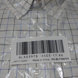 Irvine Park Shirt Men's Size 17 White Windowpane Long Sleeve Button Down